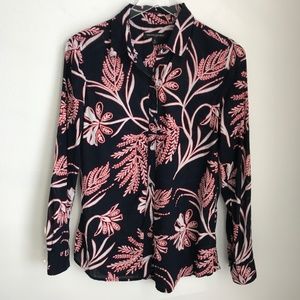 Banana Republic Floral 100% Cotton Button Down Shirt Size M Long Sleeve Navy Red